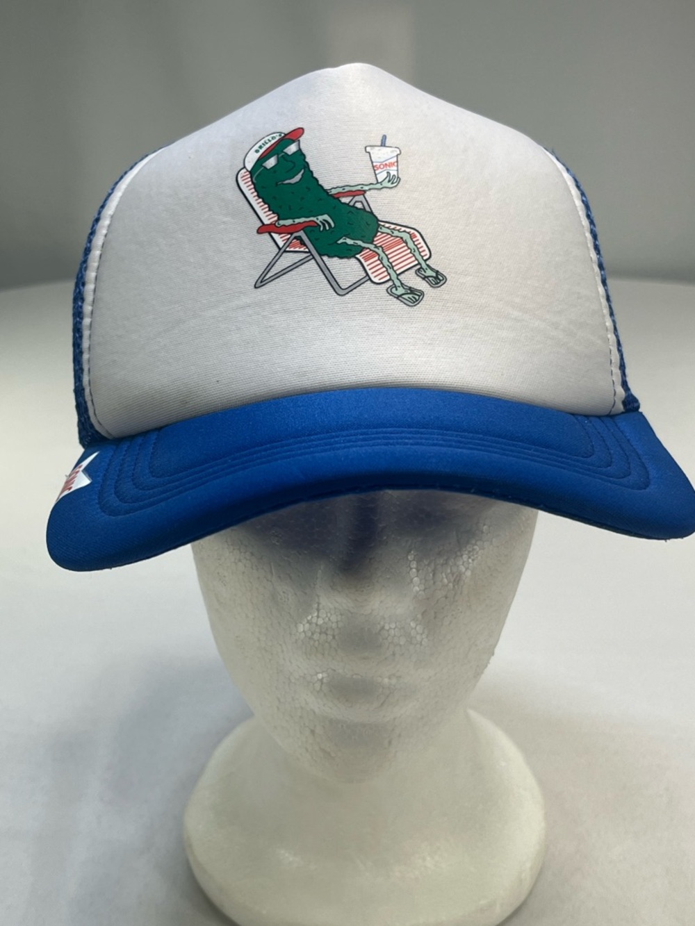 Sonic Drive-In Grillo's Pickles Sam Sam Trucker Hat Blue White Mesh Snapback